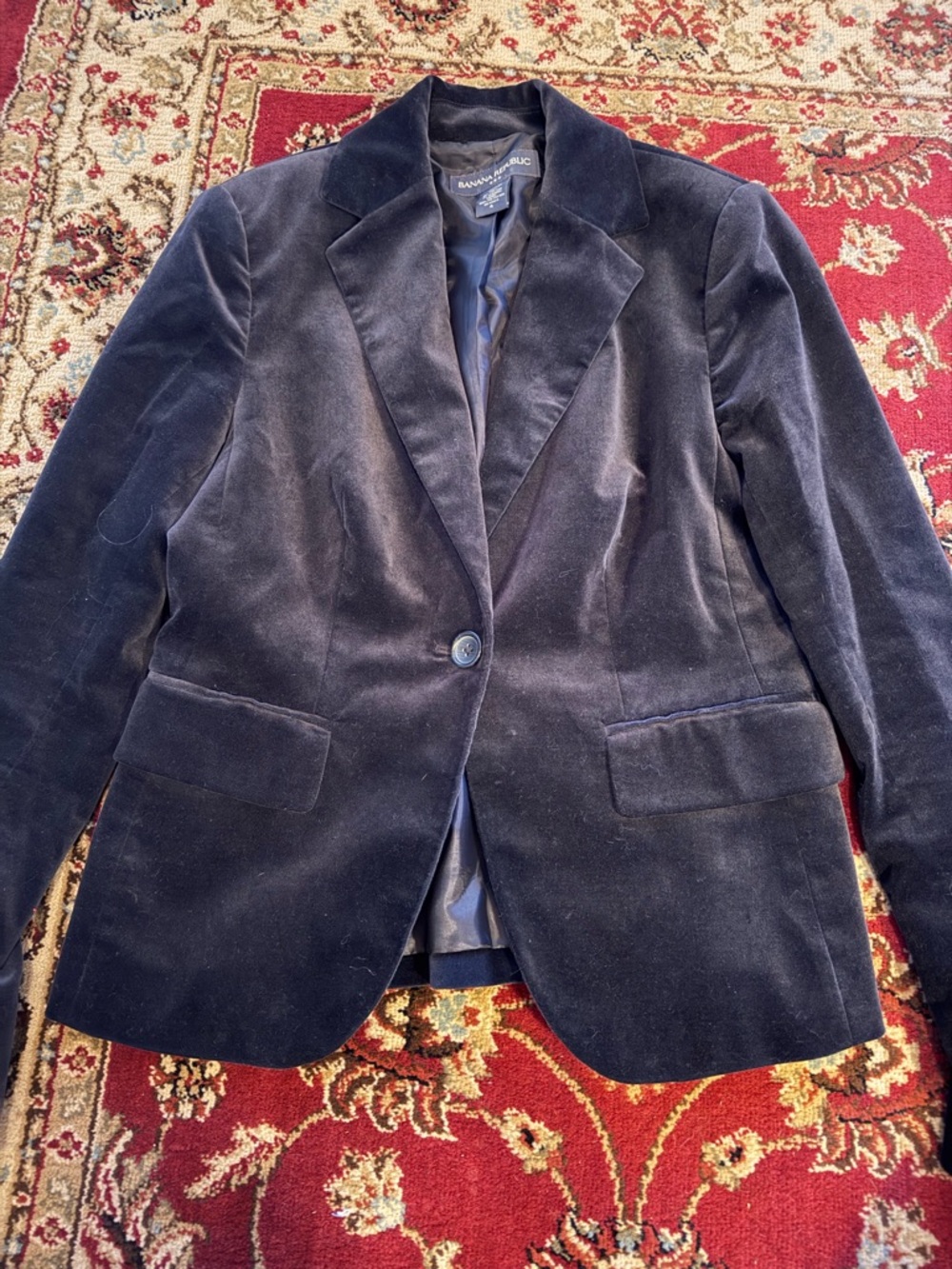 Banana Republic Black Velvet Single-Button Blazer